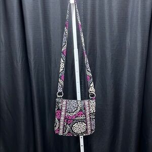 Vera Bradley Stylish Black and Purple Patterned Crossbody Bag